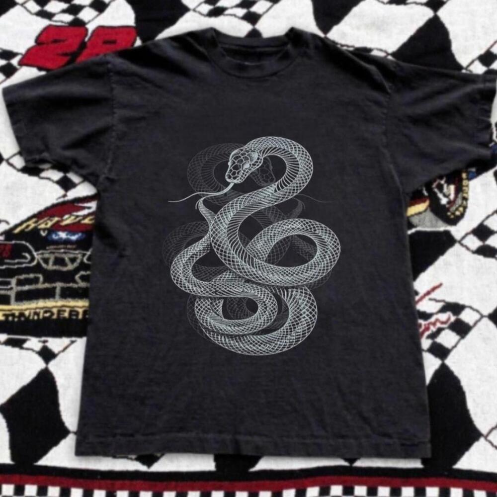 Gildan Men Black T-Shirt, Black Snake Graphic Tee